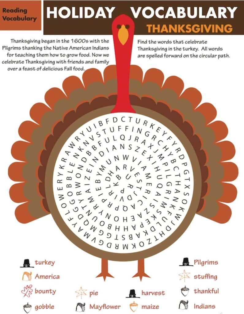 thanksgiving worksheet